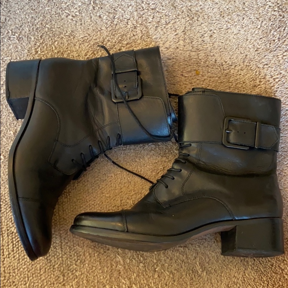 Black leather ankle boots